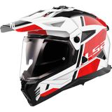 LS2 - MX702 Pioneer II - Adventure Helm - Wit Rood - KPA