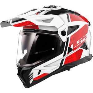 LS2 - MX702 Pioneer II - Adventure Helm - Wit Rood - KPA