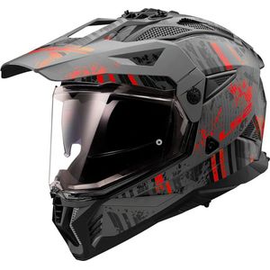 LS2 Helm Pioneer II Crazy MX702 mat zwart / rood maat XL