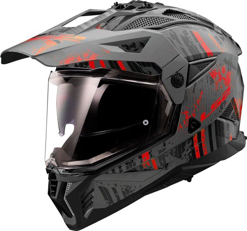 LS2 - MX702 Pioneer II - Adventure Helm - Zwart Rood - KPA