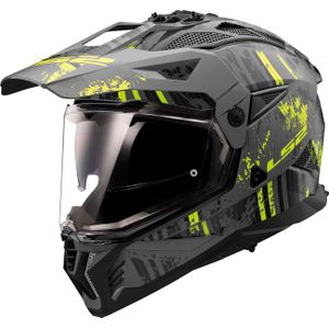 LS2 - Pioneer II Crazy MX702 - Motorhelm - Mat Zwart - Fluorgeel