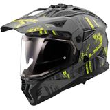LS2 - Pioneer II Crazy MX702 - Motorhelm - Mat Zwart - Fluorgeel
