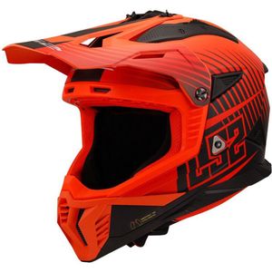 Crosshelm LS2 MX708 Fast II Duck Mat Hi-Vis Oranje-Rood