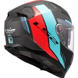 LS2 - FF811 Vector II - Integraalhelm - Rood/Cyaan - Carbon