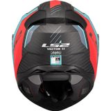 LS2 - FF811 Vector II - Integraalhelm - Rood/Cyaan - Carbon