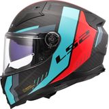 LS2 - FF811 Vector II - Integraalhelm - Rood/Cyaan - Carbon