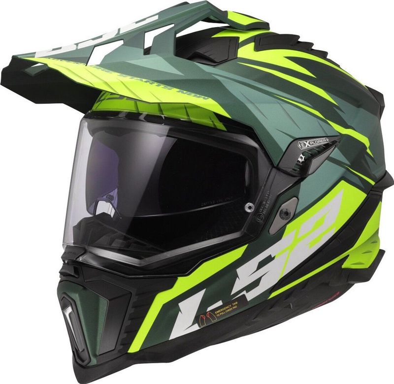 LS2 - MX701 Explorer Spire - Offroad Helm - Mat Groen - Fluor Geel