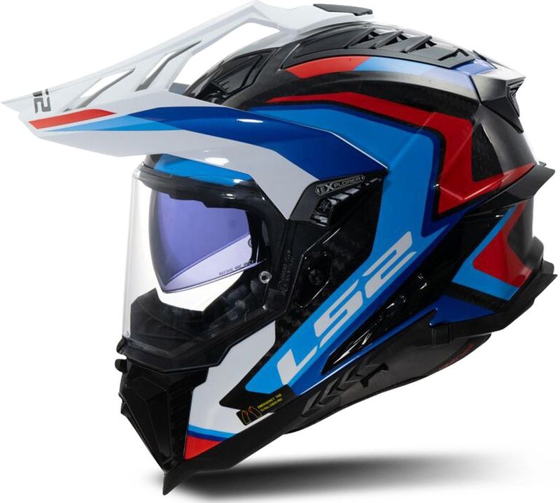 LS2 - MX701 Explorer Carbon Frontier II - Integraalhelm - Wit/Blauw - Koolstofvezel