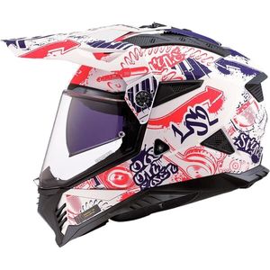 LS2 MX702 Pioneer II Helm - Wit Rood Blauw - KPA
