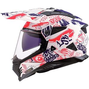 LS2 - MX702 Pioneer II - Helm - Fantasy - Wit Rood Blauw