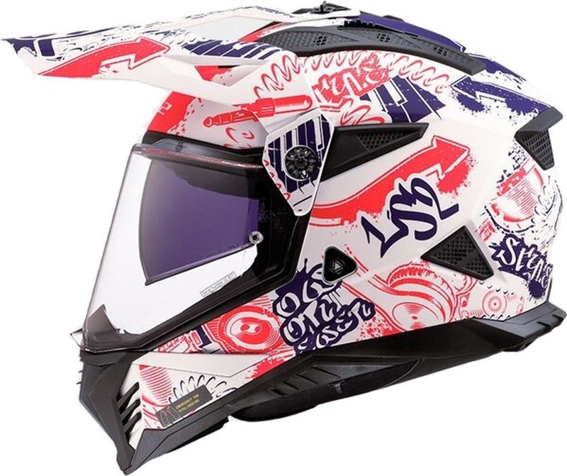 LS2 - MX702 Pioneer II - Helm - Fantasy - Wit Rood Blauw