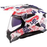 LS2 - MX702 Pioneer II Helm - Fantasy - Wit Rood Blauw - Adventure Helm