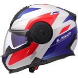 LS2 - FF902 Scope II - Systeemhelm - Glans Wit Blauw Rood - ECE-22.06 Goedkeuring
