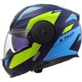 LS2 - FF902 Scope II - Systeemhelm - Duria Matt Blauw Fluo Geel - ECE-22.06 Goedkeuring