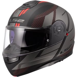LS2 FF908 Strobe II Code, opklapbare helm, Mat Zwart/Grijs/Rood, 3XL