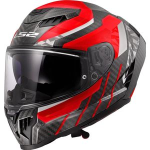 LS2 - Dragon Carbon Trax FF807 - Helm - Rood-Zwart - Carbon