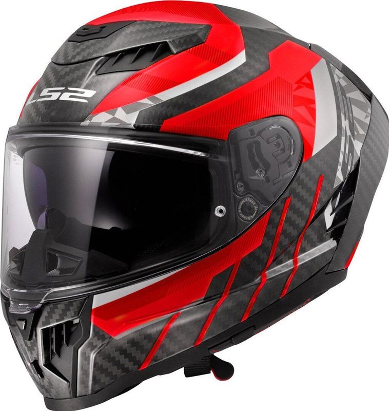 LS2 - Dragon Carbon Trax FF807 - Helm - Rood-Zwart - Carbon