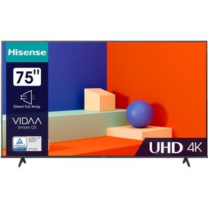Hisense 75A6K, 190,5 cm (75""), 3840 x 2160 Pixels, 4K Ultra HD, Smart TV, Wifi, Zwart