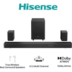 Hisense - Soundbar - 5.1.2 Kanaal - Dolby Atmos - Draadloze Achterluidsprekers
