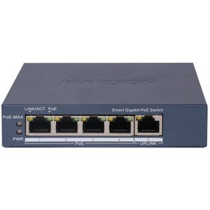 Hikvision DS-3E1505P-EI Switch L2 Smart Managed 4 (5 ports), Netwerkschakelaar, Grijs
