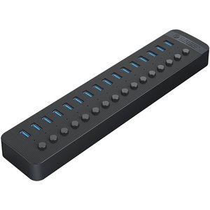 Orico Converter CT2U3-16AB 16x USB-A 3.0 Hub with Switches - Black (USB-A, 16 ports), Docking station + USB-hub, Zwart