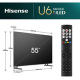 Hisense - 55U6NQ - Mini-led-tv - 140 cm - Quantum Dot Colour - Full Array Local Dimming