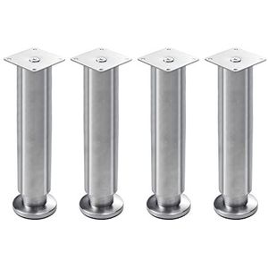 SATUSA Verstelbare RVS Meubelpoten Meubels Metalen Ondersteuning Benen Sofa Benen Kast Benen Metalen Tafel Benen Ondersteuning Poten, Zilver 4 Stuks (15cm)