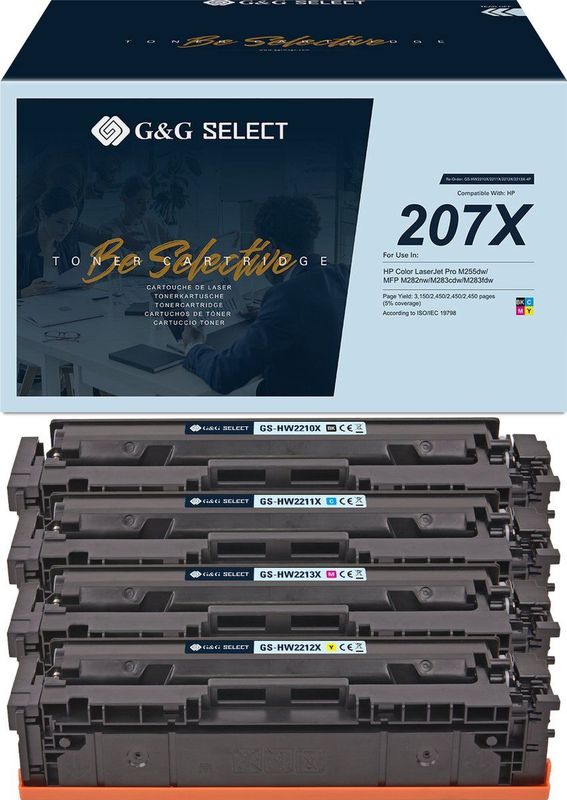 G&G Select XL Premium Toner Geschikt voor HP 207A 207X Multipack 4 Kleuren