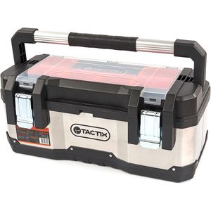 Tactix Professionele RVS Gereedschapskoffer Met Uitneembare Opbergbakjes
