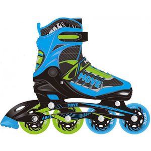 Move Fast verstelbare inlineskates - Maat 34-37 - Unisex - blauw/zwart/groen