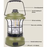 Campinglamp voor buiten - oplaadpoort - type C - licht-dimeffect - legergroen