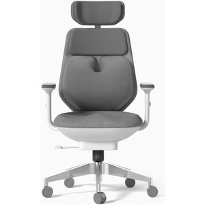 Ergonomische bureau stoel - dubbele airbag lende steun - lende verwarming - grijs met wit