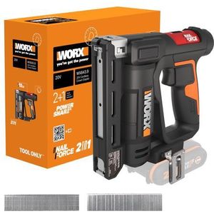 PowerShare, WX843.9, zonder accu en oplader, spijkers 1,2 mm, type 47 en klemmen 11,4 mm, type 53, diepte-instelling zonder gereedschap