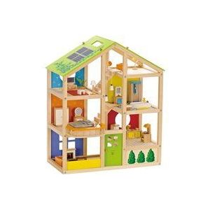 Hape - Poppenhuis Voor Vier Seizoenen - Hout - 3-Laags Met Meubilair En Accessoires