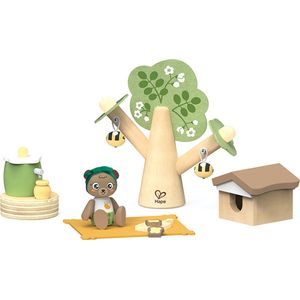 Hape - Speelgoedpop voor meisjes en jongens - Bijenpicknick set kleine houten pop - vrij spel voor verbeelding en creativiteit - leert dieren en flora - Duurzame materialen 14 stuks