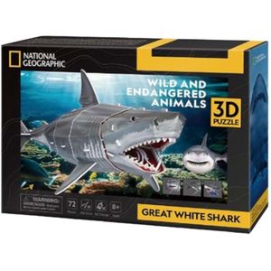 National Geographic - Witte Haai - 3D Puzzel - 72 Stukjes