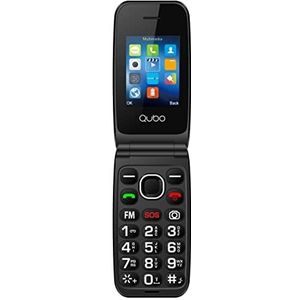 Qubo NEONW Blauwe mobiele telefoon met deksel voor senioren | grote toetsen | SOS-knop | 2,4 inch scherm | snelbellen | radio | 800 mAh batterij | oplader type C | Dual Sim