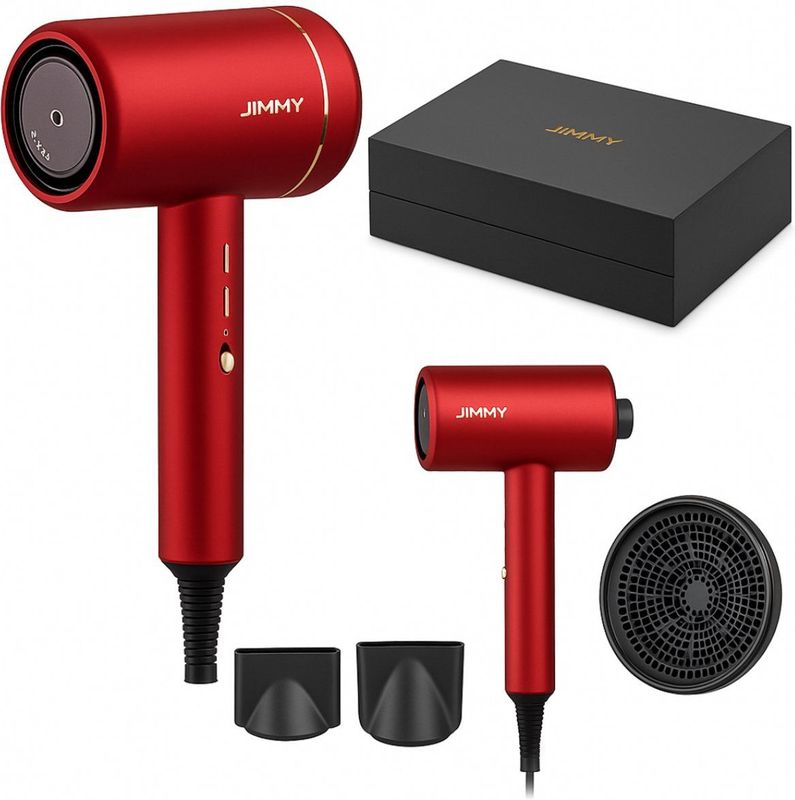 Jimmy F6 Haardroger - Föhn - Ultrasone haardroger met nano-ion en warmtecontrole - 1800 W - robijnrood