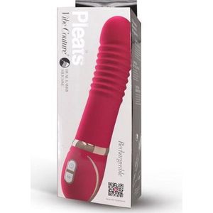 Vibe Couture – Pleats Dubbellaags Siliconen Vibrator met Extra Stimulerende Ribbels Oplaadbaar – 22 cm - Roze