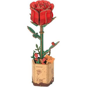 Robotime Red Rose TW042 - Rode Roos - Knutselen - DIY - Houten bouwpakket - Volwassenen - Bloemen - Creatief