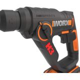 WORX WX390 Boorhamer SDS-plus – 20 V boormachine met pneumatisch hamerwerk voor schroeven, boren en hameren, 1,2 joule slagenergie – met 2,0 Ah Li-Ion accu, oplader en koffer