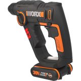 WORX WX390 Boorhamer SDS-plus – 20 V boormachine met pneumatisch hamerwerk voor schroeven, boren en hameren, 1,2 joule slagenergie – met 2,0 Ah Li-Ion accu, oplader en koffer