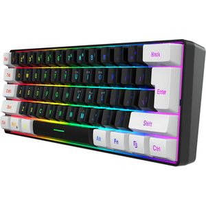 HXSJ V700 RGB Membraan bedrade gaming toetsenbord - 61keys - Qwerty - Zwart Wit