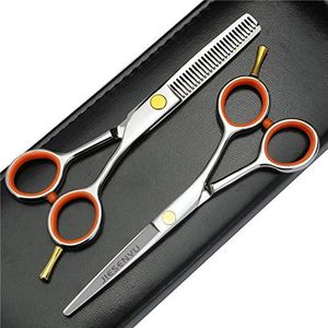 JIESENYU Japan 440c4 inch / 5,5 inch oranje haarschaar professionele schaar (5 inch set)