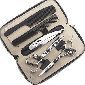 JIESENYU Japanse Kappersschaar 440c Staal 6 Inch Professionele Kapper Salon Kapsel Snijden Haar Schaar (Zilver heeft scheermesje)