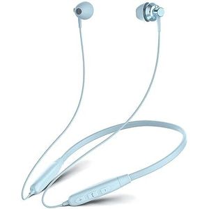 SoundMAGIC S20BT Bluetooth hoofdtelefoon met nekbeugel, draadloze Hi-Fi stereo in-ear hoofdtelefoon met microfoon, lichte sporthoofdtelefoon, lange afspeeltijd, blauw