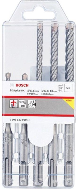 Bosch PRO SDS plus-5X Hammerbohrer-Set 5/6/6/8/10 mm 5-tlg. - 2608833910