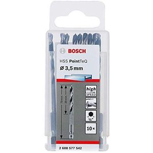 Bosch Professional 10-e PointTeQ Boor met zeskantschacht (voor metaal, Ø: 3,5 mm, Totale lengte: 79 mm, ¼"" zeskantschacht, accessoire voor slagschroevendraaier en boor-/schroefmachine)