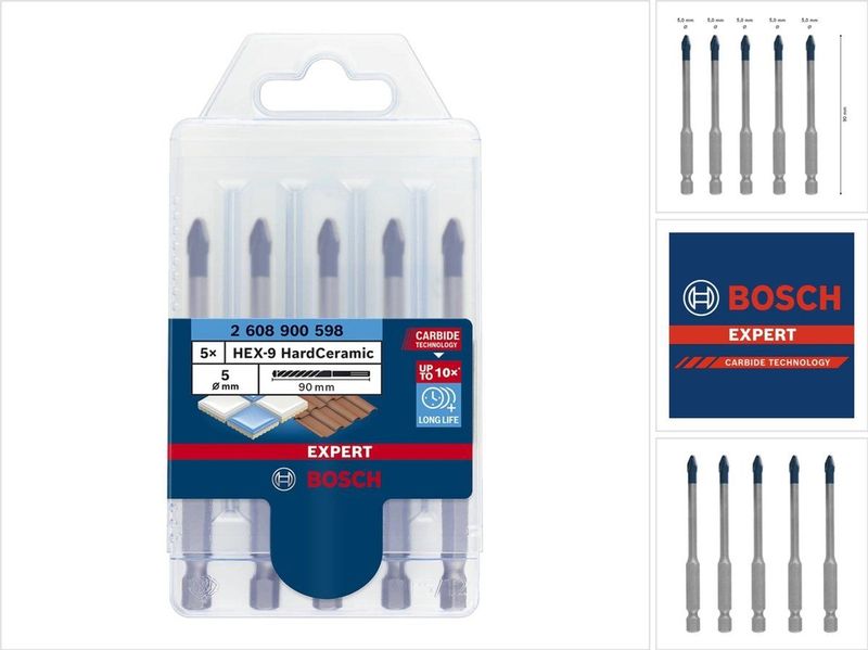 Bosch - Expert HardCeramic HEX-9 Boorset - 5 mm - 5-delig