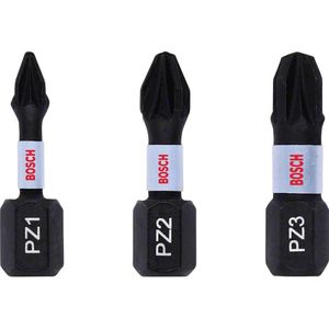 BOSCH Set PZ1, PZ2, PZ3 bits 25 mm, 3 stuks 2608522471